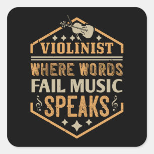 Violine - Wo Worte versagen, spricht Musik Quadratischer Aufkleber