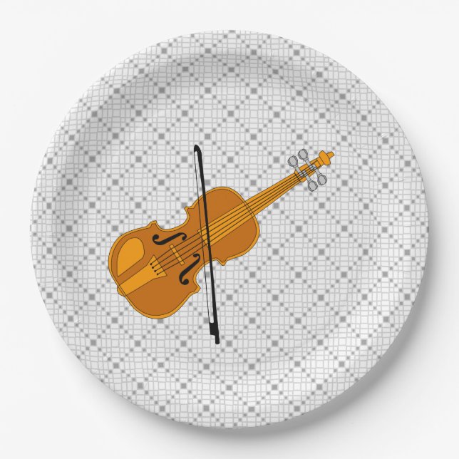 Violine Zeichnend Pappteller (Vorderseite)