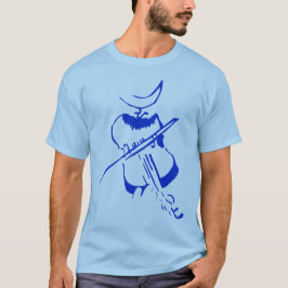 Violinen-Mann-Blau T-Shirt