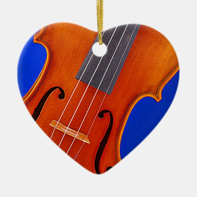 Violinen-oder Viola-Verzierungs-Herz Keramikornament (Vorne)