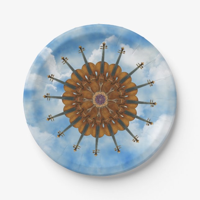 Violinen-Sonnenblume im bewölkten blauen Himmel Pappteller (Vorderseite)