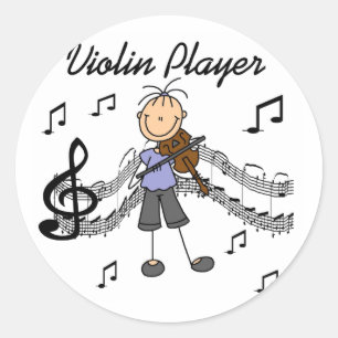 Violinen-Spieler-Aufkleber-Aufkleber Runder Aufkleber