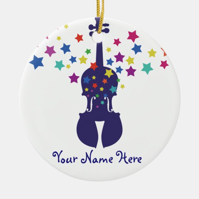 Violinen-Stern-Weihnachtsverzierung Keramikornament (Vorne)