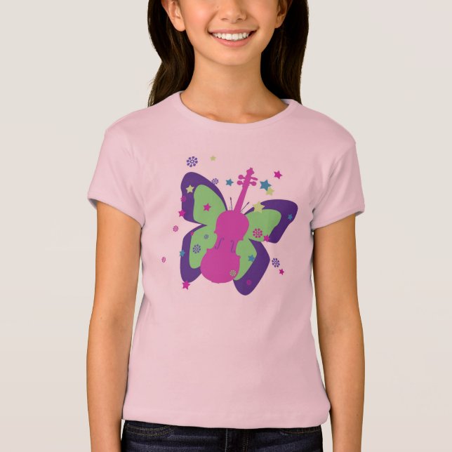 Violinen-T - Shirt für Kind-Kleinen Schmetterling (Vorderseite)