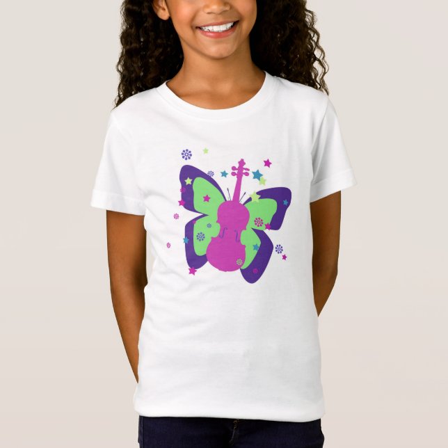 Violinen-T - Shirt für Kind-Kleinen Schmetterling (Vorderseite)