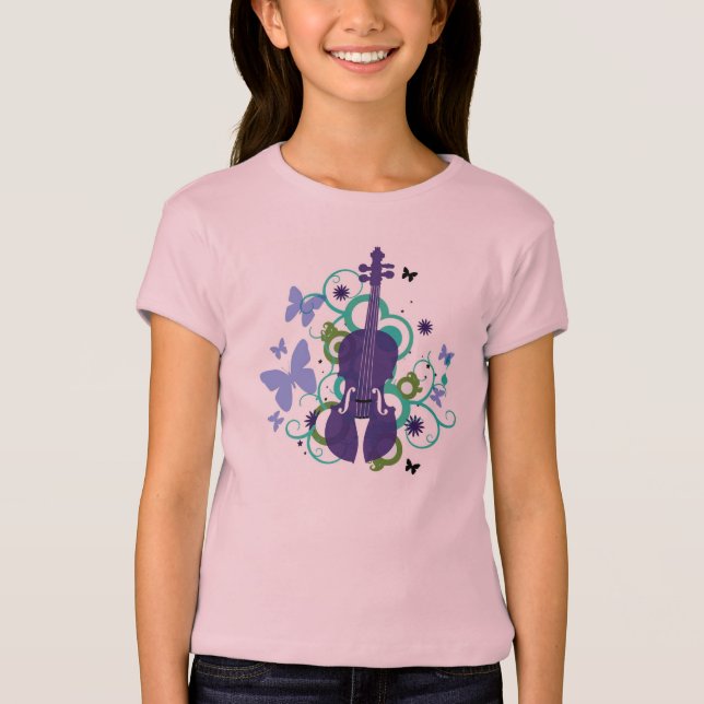 Violinen-T - Shirt für Kinder-Butterflys und (Vorderseite)