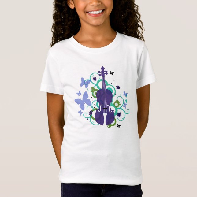 Violinen-T - Shirt für Kinder-Butterflys und (Vorderseite)