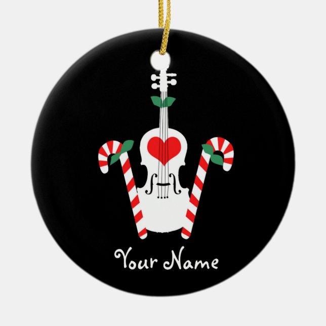 Violinen-Weihnachtsverzierung Keramik Ornament (Vorne)