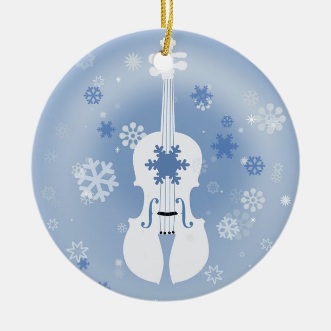 Violinen-Winter-Weihnachtsverzierung Keramik Ornament (Vorne)