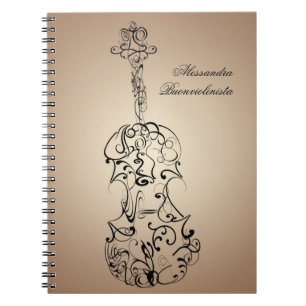 Violinescrawl-gewundenes Notizbuch Notizblock