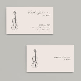 Violinist Blush Pink Eleganter Script Music Teache Visitenkarte