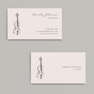 Violinist Blush Pink Eleganter Script Music Teache Visitenkarte
