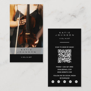 Violinist Cello Musiker Foto QR Code Visitenkarte