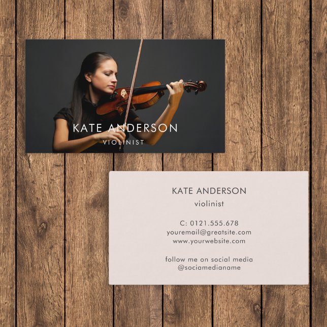 Violinist Foto Beruflich Musiker Minimal Visitenkarte (Von Creator hochgeladen)