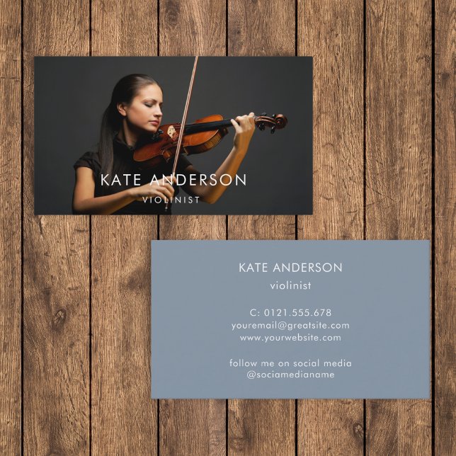 Violinist Foto Beruflich Musiker Minimal Visitenkarte (Von Creator hochgeladen)