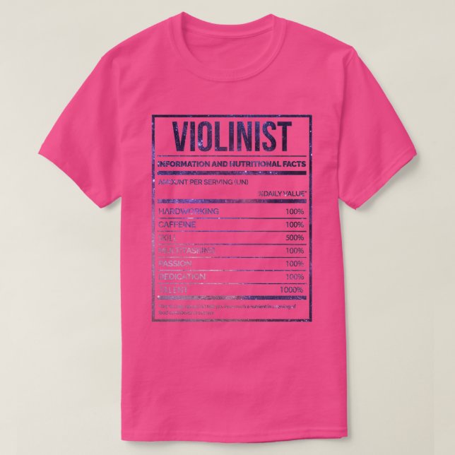 Violinist Funny Violin Nutrition Label T-Shirt (Design vorne)