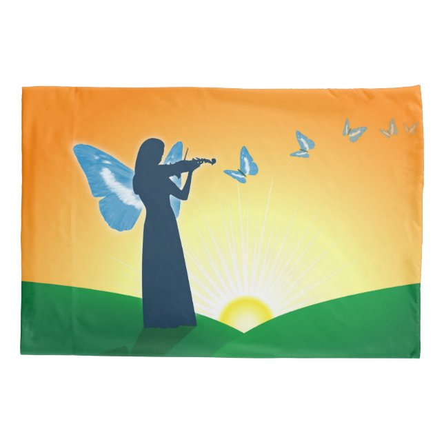 Violinist und Butterfly Kissenbezug (Rückseite)