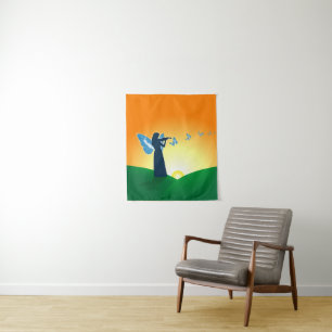 Violinist und Butterfly Wandteppich