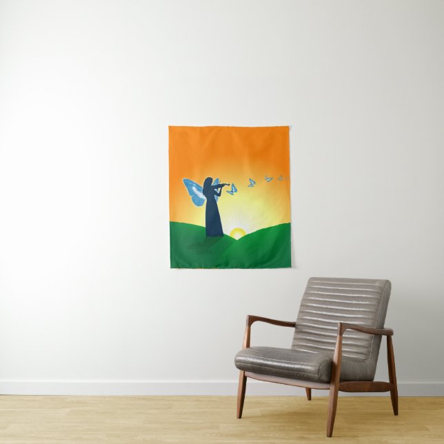 Violinist und Butterfly Wandteppich (Beispiel)