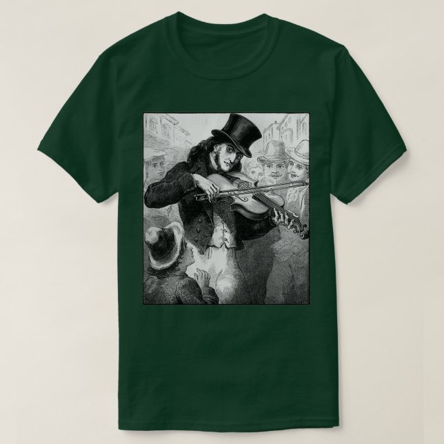 Violinist und Komponist Paganini als Street Musici T-Shirt (Design vorne)