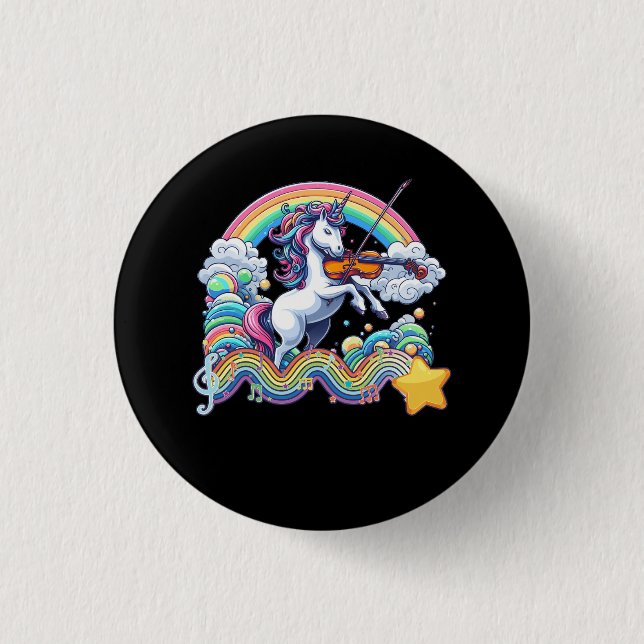 Violinist Unicorn Violine Viola Player Musi Button (Vorderseite)