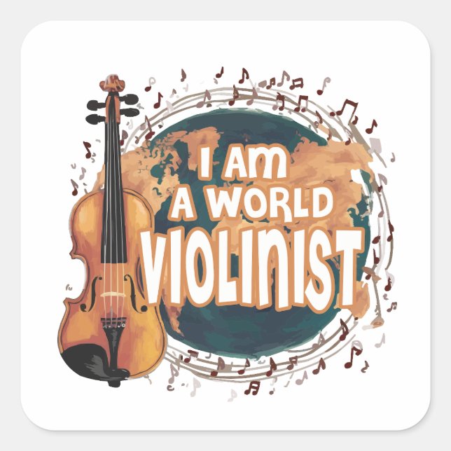violinist world quadratischer aufkleber (Vorderseite)