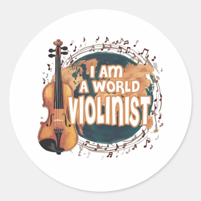 violinist world runder aufkleber (Vorderseite)