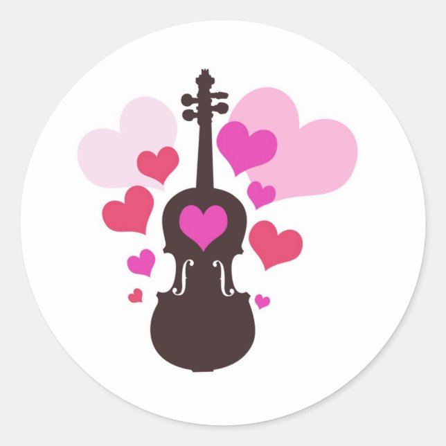 Violinliebe Runder Aufkleber (Vorderseite)