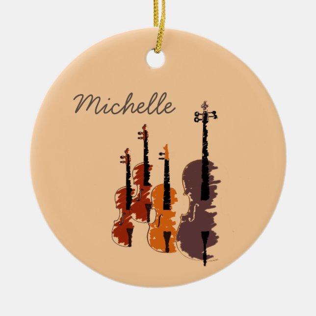 Violinmusik - bunte Musikinstrumente Keramik Ornament (Vorne)