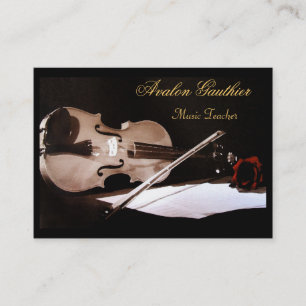 Violinmusiklehrer Elegante Rose Visitenkarte