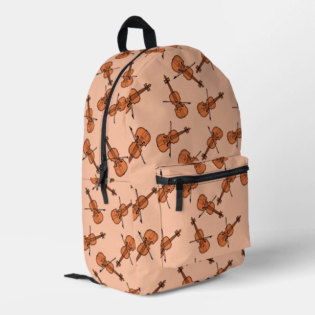 Violinmuster Bedruckter Rucksack (Rückseitige Ecke links)
