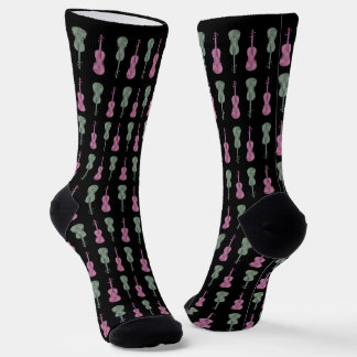 Violinmuster - Grün und Rosa Socken