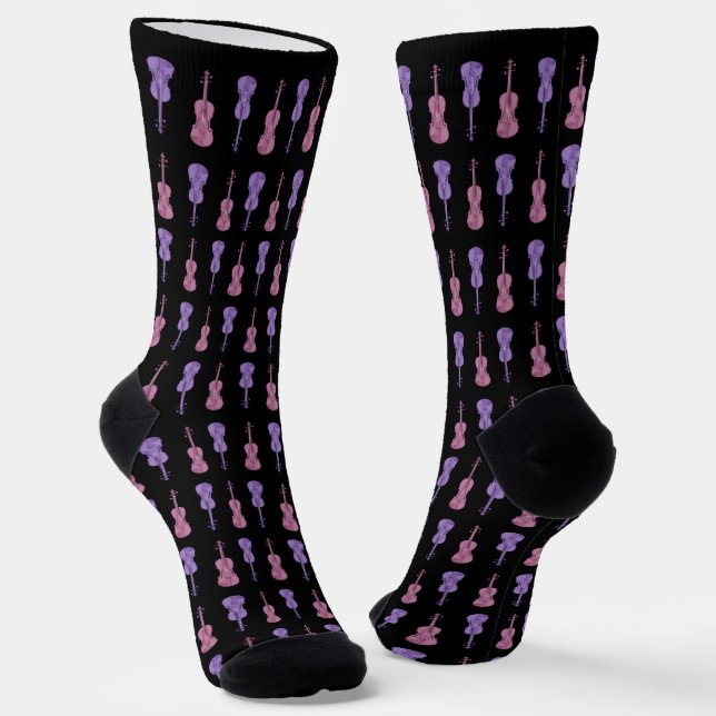 Violinmuster - Lavendel und Rosa Socken (Gewinkelt)