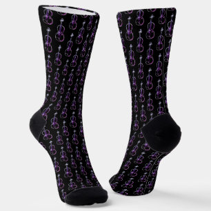 Violinmuster - Lila und schwarz Socken