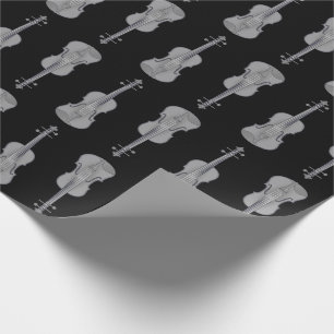 Violinmuster - Silber und Schwarz Geschenkpapier
