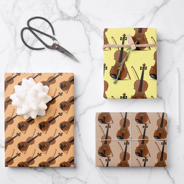 Violins Musical Design Geschenkpapier Set (Vorderseite)