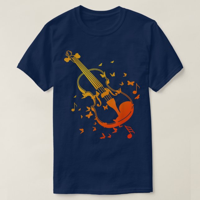 Violins Player Sheet Music Butterflies 3294 T-Shirt (Design vorne)