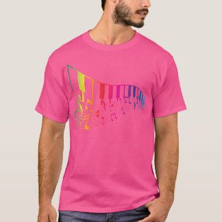 Violinschlüssel-Musiknoten-Geschenk Farbige Klavie T-Shirt
