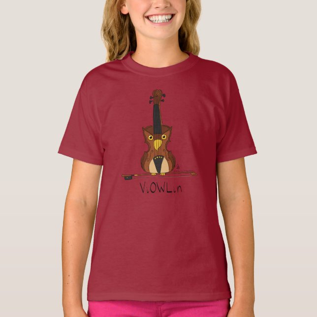 ViOWLin Chouette de violon Musique T-shirt fille d (Devant)