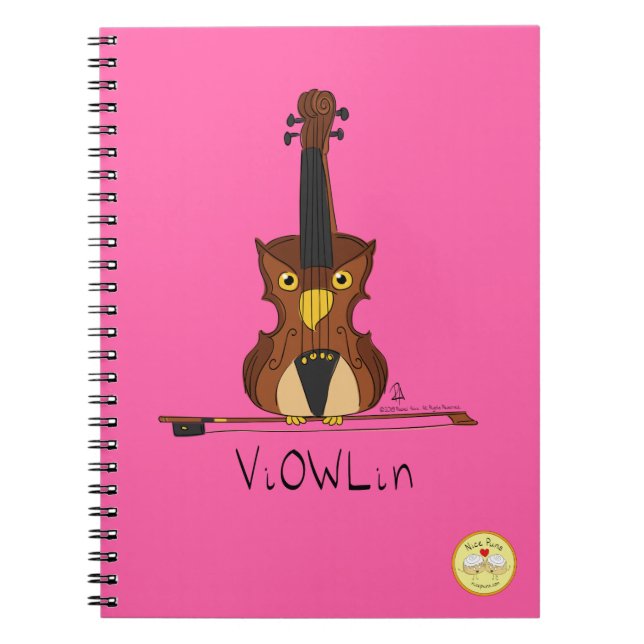 ViOWLin Violin Owl Music Notebook Notizblock (Vorderseite)