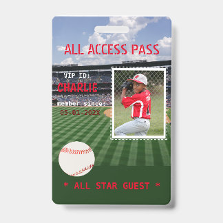 VIP Access Baseball Field Birthday Party Abzeichen Ausweis