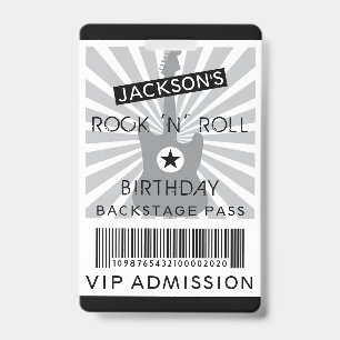 VIP-ADMISSION Backstage Pass Rock 'N' Roll Party Ausweis