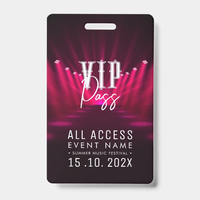 VIP All Access Event Ausweis (Vorderseite)