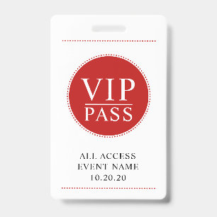 VIP All Access Event Einfach rot Weiß Ausweis