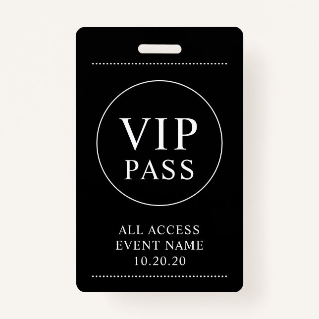 VIP All Access Event Einfaches Schwarz-weißes Abze Ausweis (Vorderseite)
