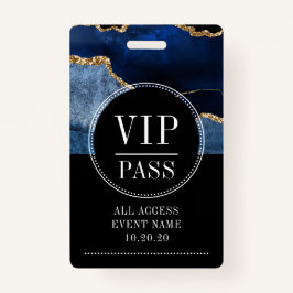VIP All Access Event Metallic Navy Gold Agate Ausweis