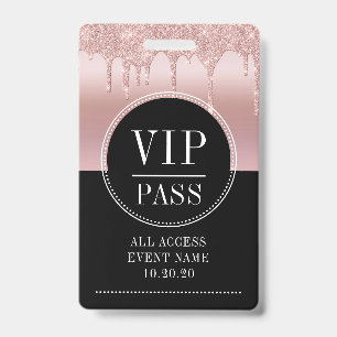 VIP All Access Event Metallische Rose Gold Black Ausweis