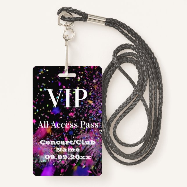 VIP All Access Name Foto Konzertklub Party Ausweis (Vorderseite mit Schlüsselband)