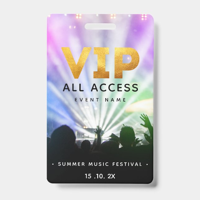 VIP All Access Pass Konzertfestival Ausweis (Vorderseite)