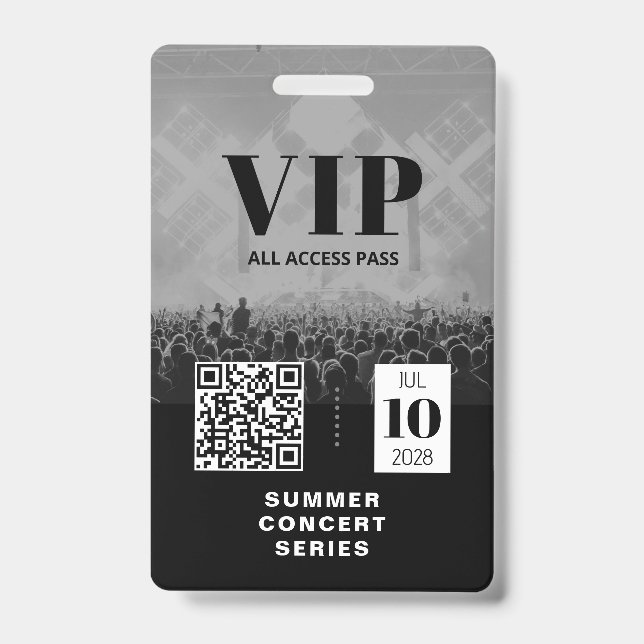 VIP All Access QR-Code-Eventabzeichen Ausweis (Vorderseite)